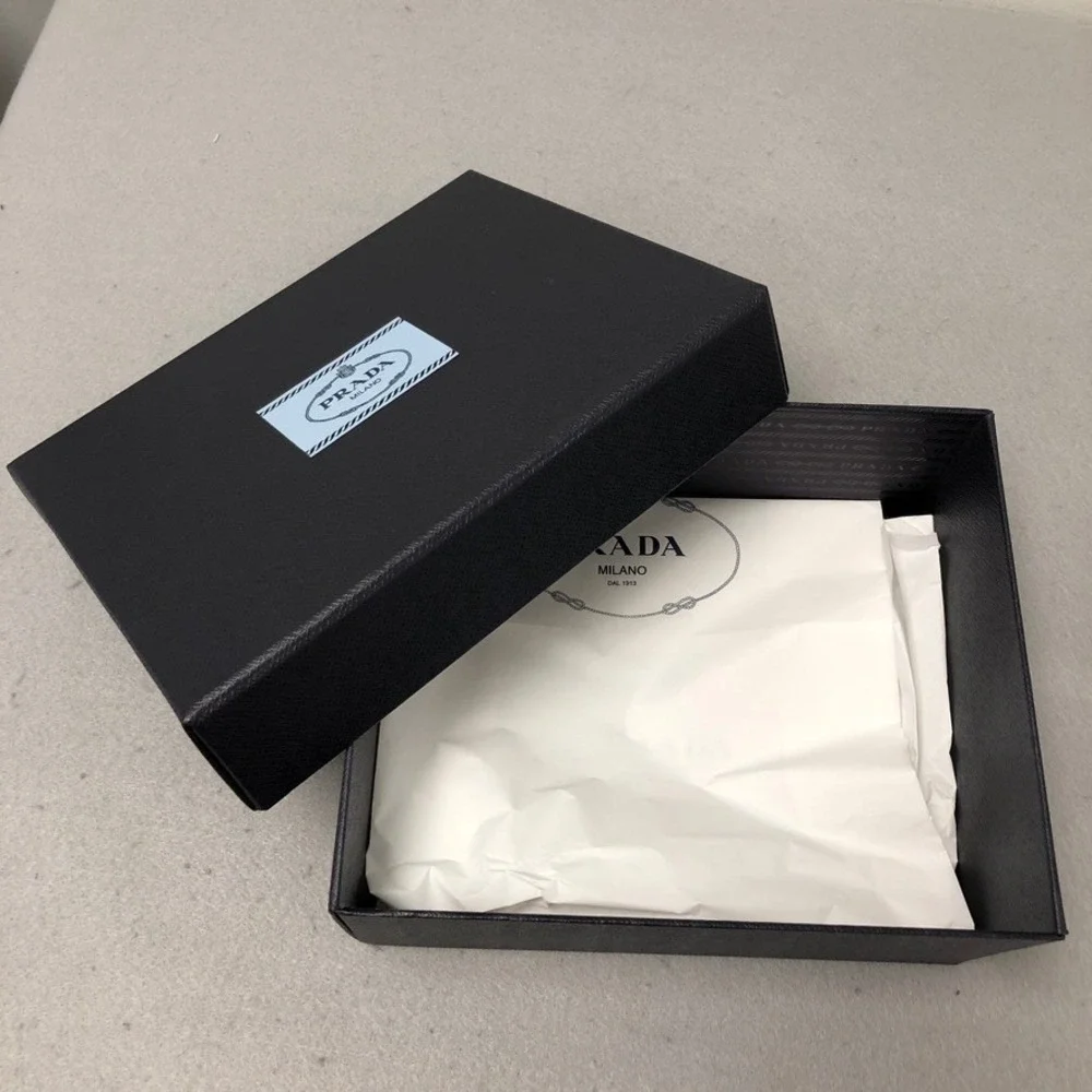 Prada Storage Box and Dust Bag Set Black Saffiano Texture Set 10x8x4